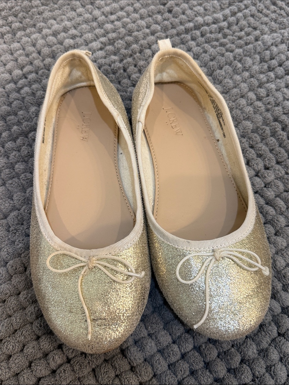J. Crew Metallic Gold Glitter Ballet Flats
